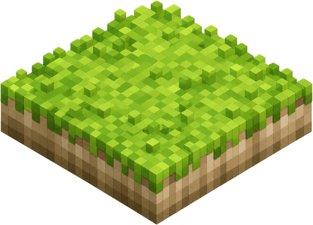 Isometric grass voxel art tile