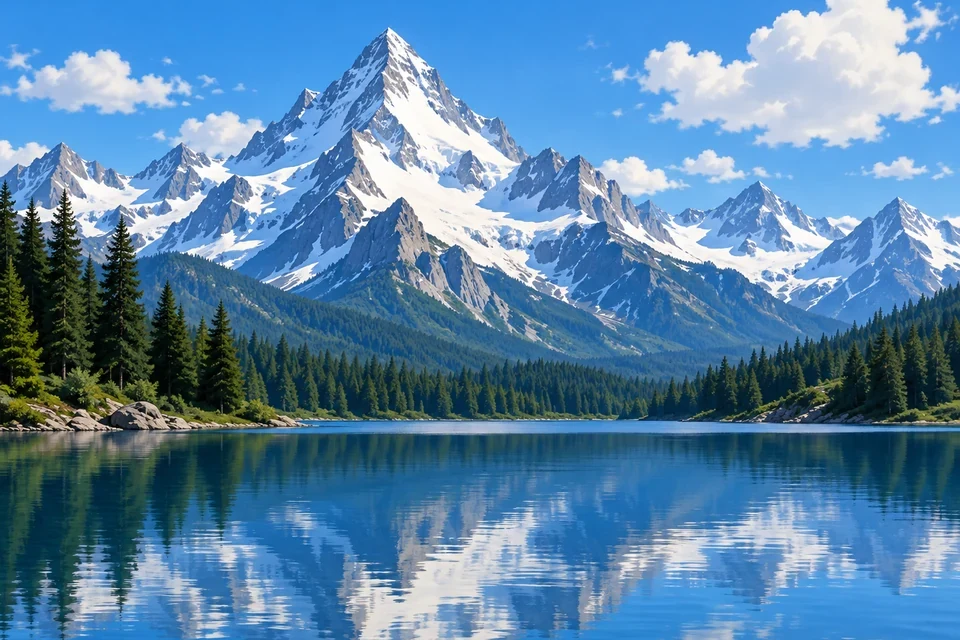 Mountain landscape backdrop original illustration before block conversion
