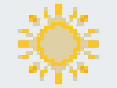 Sun emblem for a hub wall after conversion to a 32 by 24 Minecraft block grid